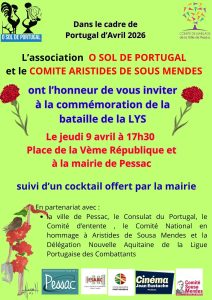 Invitation à la commémoration de la bataille de la Lys, 9 avril 2026, monument aux morts de Pessac