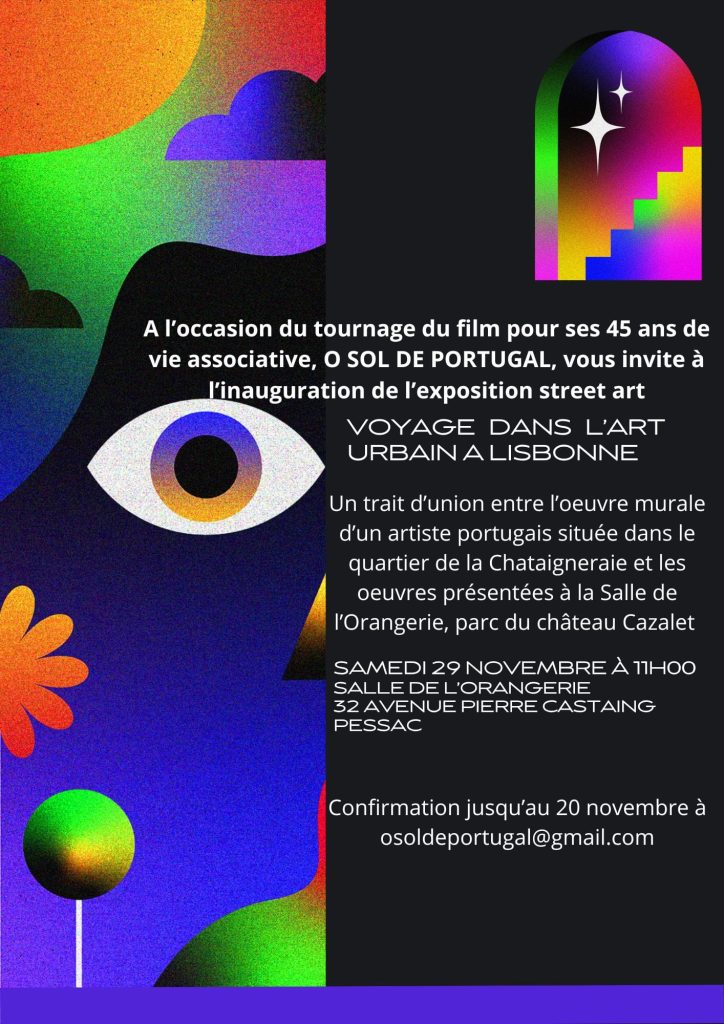 Invitation au vernissage de l'exposition Street Art, l'art urbain à Lisbonne, le 29 novembre 2025 à Pessac
