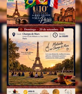 Affiche de la mateada du 10e Festival du Rio Grande do Sul, dimanche 20 septembre 2026 au Champ de Mars